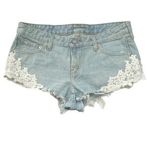 BDG Women's Urban Outfitters Dolphin Low-Rise Denim Lace Shorts